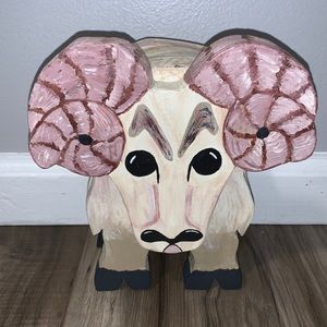 Handmade wooden ram statue
